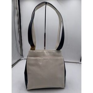 Mondani New York Two Tone Faux Leather Cream Navy Lizard Embossed Shoulder Bag